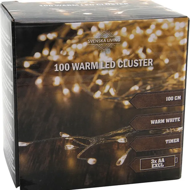Svenska Living Kerstverlichting - cluster - 100 LEDs - warm wit - Clusterverlichting - kerstverlichting