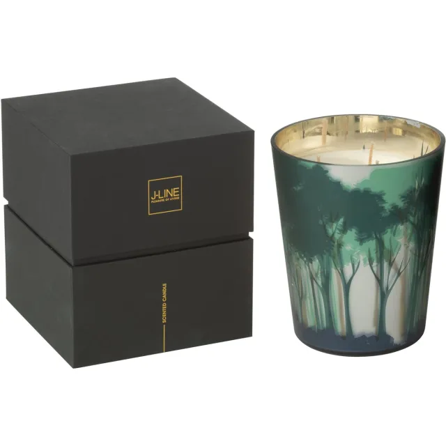 J-Line geurkaars Noa Bos - All of me - glas - groen/goud - medium - 68U