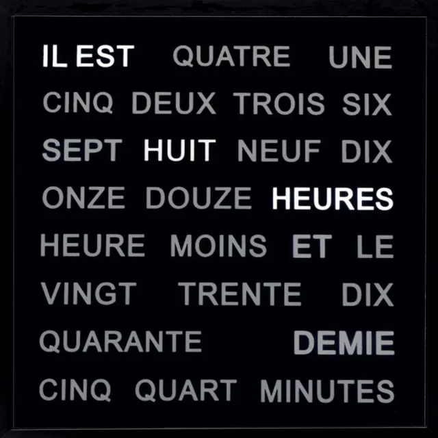 AMS Horloge de Mots Cadran Noir 1265FR - 40 cm Woordklok Francais / 40 cm zwart