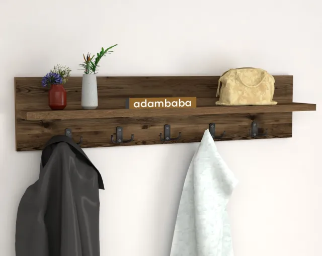 adambaba Kapstok - Wandkapstok - Wandplank - Bruin - 80 cm bruin/lidia