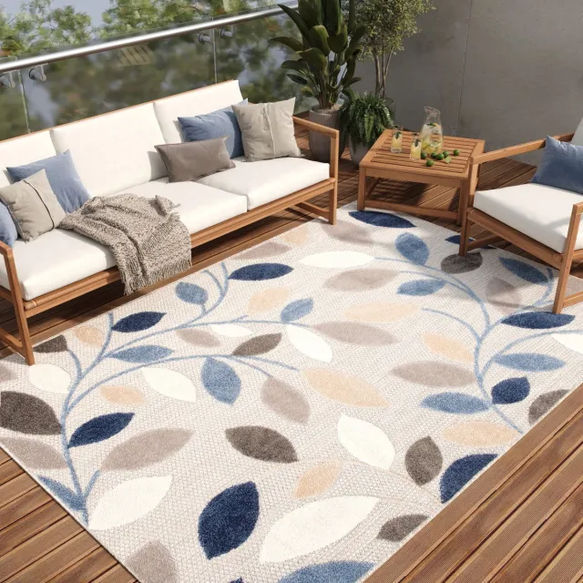 Tapiso Patio Indoor Tapijt Buitenkleed Tuintapijt Outdoor Vloerkleed Buiten Grijs Blauw 5