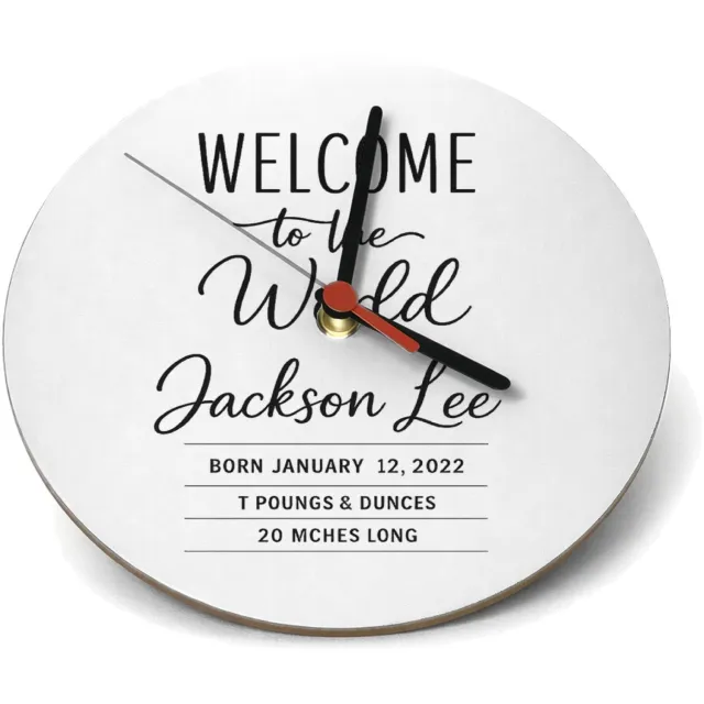 Mr Cadeautjes Klok rond Ø 19 - design Minimalistische familie-aankondiging met één groot kernwoord | cadeau Wit