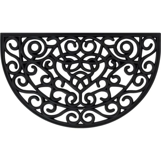 vidaXL Deurmat halfrond 45x75 cm rubber Zwart