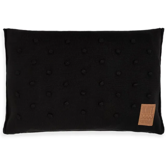 Knit Factory Noa Sierkussen - Rechthoekig kussen - Kussen woonkamer - Bank kussen - Decoratie kussen - Zwart - 60x40 cm - Kussenhoes inclusief kussenvulling