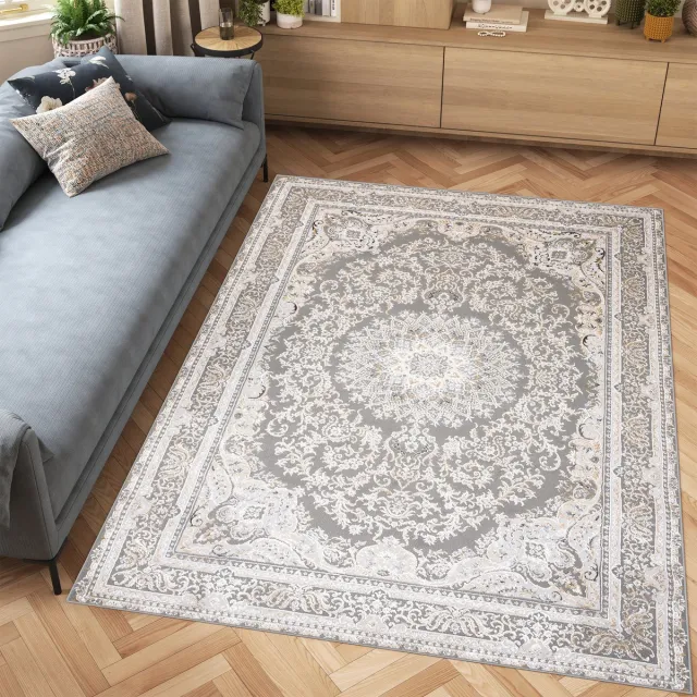 Tapiso Hera Vloerkleed Lichtgrijs Vintage Woonkamer Oosters Tapijt lichtgrijs 1