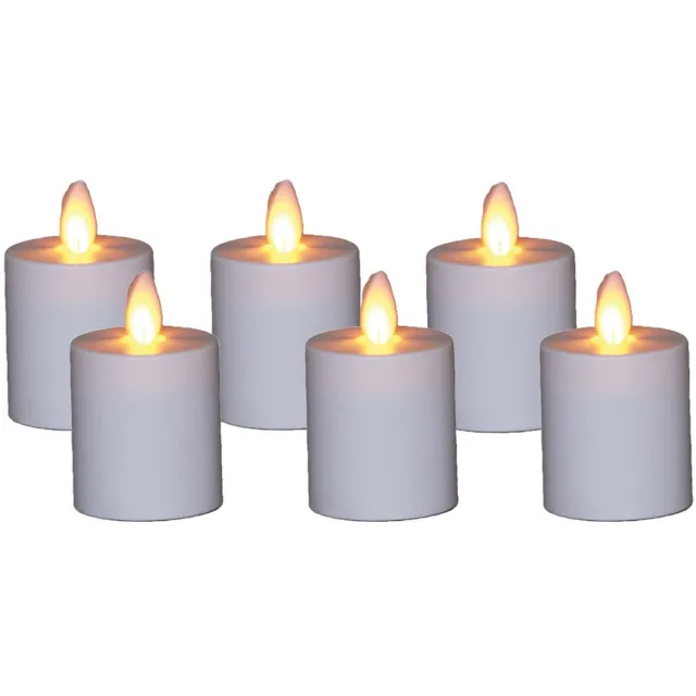 Anna's Collection LED kaarsen - 6x - wit - H8 cm - bewegende vlam - batterijkaarsen - waxinelichtjes - theekaarsen