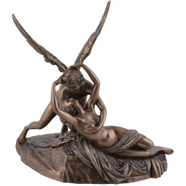 MadDeco bronskleurig beeldje - Amor en Psyche - Antonio Canova - beschermheilige van de psychiatrie en psychologie - polystone - handgemaakt - 29 x 17 x 28 cm