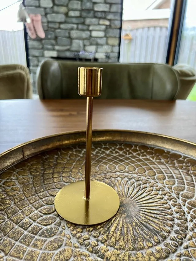 Life Deco Metalen dinerkaarshouder - goud - 16 cm hoog