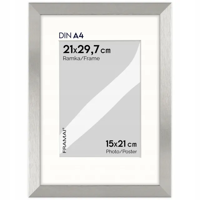FRAMAI Zilverkleurige Fotolijst HEN PASS 21x29,7 cm met Passe-partout
