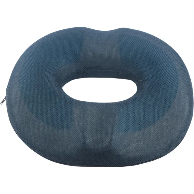 Wishdor Ergonomisch 4U zitkussen met gel traagschuim - Orthopedisch stuitkussen voor bureaustoel en autostoel - Ademende mesh hoes - Marineblauw - 45 x 41 x 7 cm