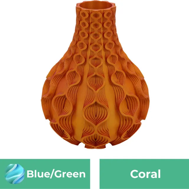 Lovora Coral organische vaas – Decoratieve vaas - Blauw / Groen - 3d geprinte vaas – geschikt voor droogbloemen - 20CM