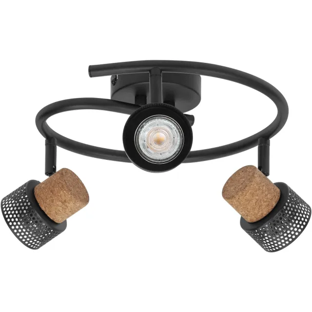Osram DECOR SPOT CORK Spiral, 3 x 3,4W, 690lm, zwart, spot, verstelbare koppen, veelzijdig gebruik, interieurspot, vervangbare ledlampen, dimbaar, warm witte lichtkleur, GU10