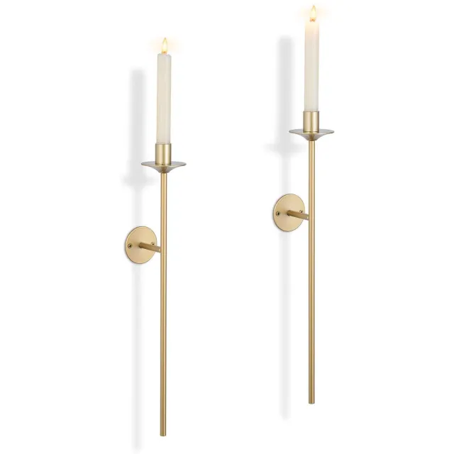 Ibenzoa Klassieke Gouden Metalen Wandkandelaar Set voor Stijlvolle Interieurdecoratie - 2 Stuks
