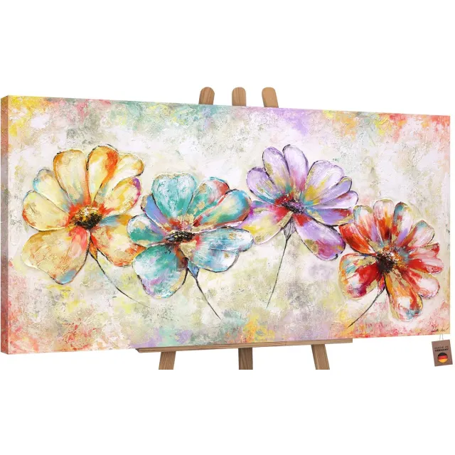 YS Canvas schilderij groot handgeschilderd prachtige bloemen botanisch – YS-Art Gallery – Luxe wanddecoratie voor woonkamer – Modern schilderij voor slaapkamer en kantoor Without Floater Frame