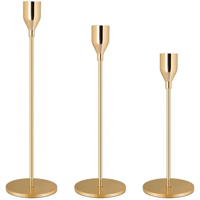 Unyqoos Stijlvolle set van drie gouden kandelaars voor sfeervolle decoratie