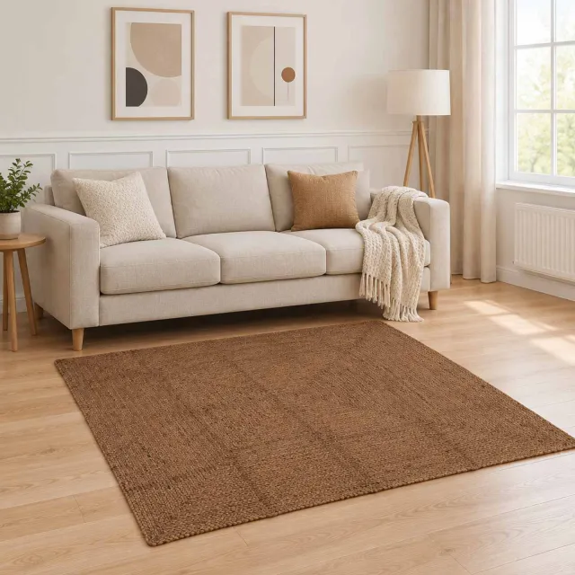 vidaXL Gebied Tapijt Grijs 160 x 160 cm Jute, foto 2