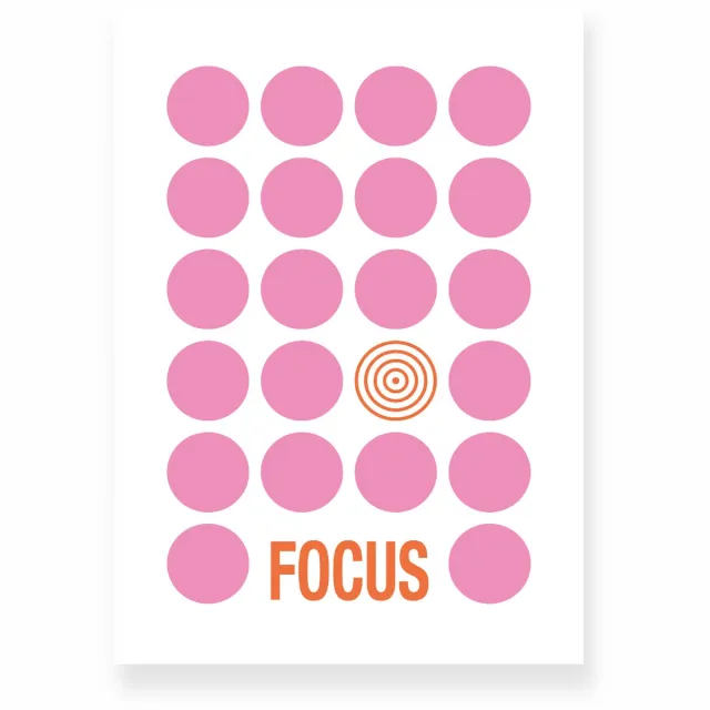 Yisual Poster 20x30 cm - Focus - Stippen - Roze - Oranje - Grafisch - Retro - Muurdecoratie - Wanddecoratie