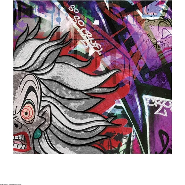 Disney Poster - Cruella Deville Graffiti - 40 X 40 Cm - Multicolor Multi color