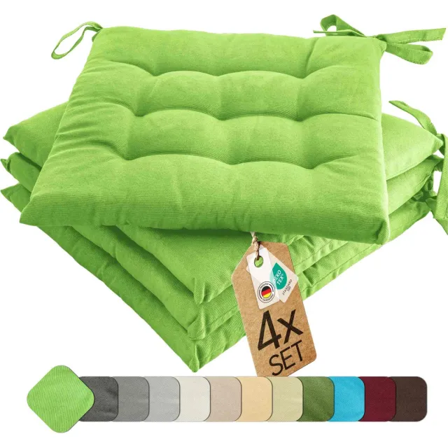 etérea Himmlische Qualität etérea Basic Zitkussen Stoelkussen - Seat Cushion 4 Stuk - 40x40 cm - Appelgroen