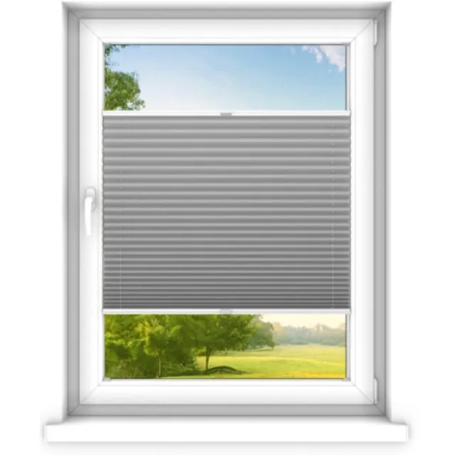 time4blinds Plisségordijn zonder boren op - Vouwgordijn - Plisségordijn privacy en zonwering - Eenvoudige installatie - Kant-en-klaar plisségordijn - 130x130 cm - Staal