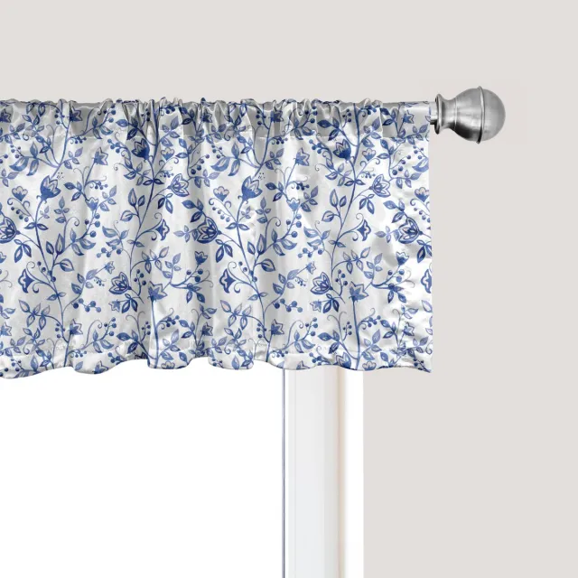 ABAKUHAUS Aquarel Raamvalletje, Gordijnvalletje voor Keuken en Slaapkamer met Tunnelzoom, 137 cm x 45 cm, Blauw Wit en Hemelsblauw Blauw, wit en hemelsblauw