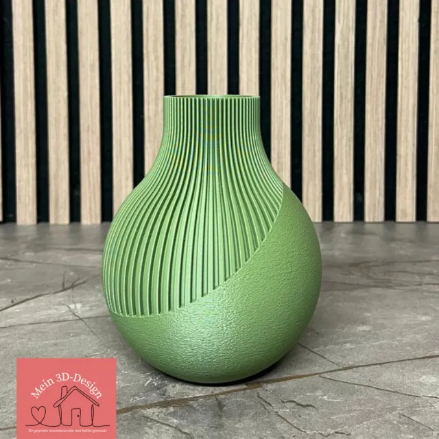 Mein 3D-Design.nl Vaas Nova - Japandi Style - 3D geprint - Kunstbloemen - Legobloemen Donkergroen