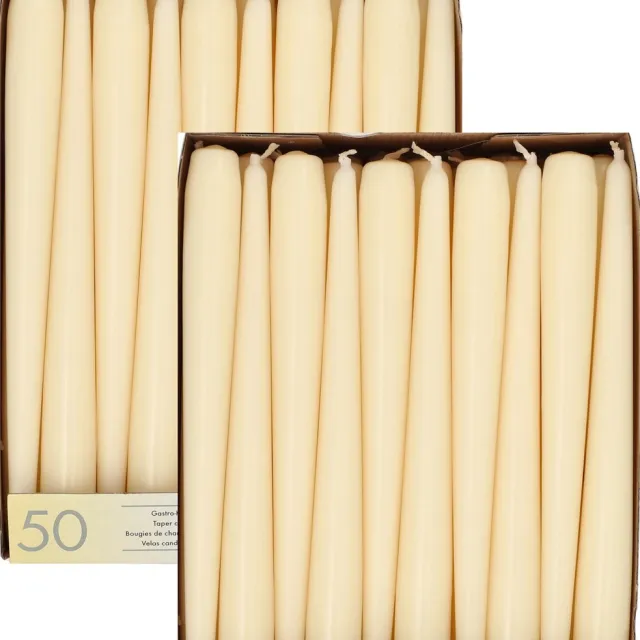 Conpax Candles Dinerkaarsen/kandelaar kaarsen Mega Pack - 100x stuks - creme wit - 25 cm - Tafelkaarsen