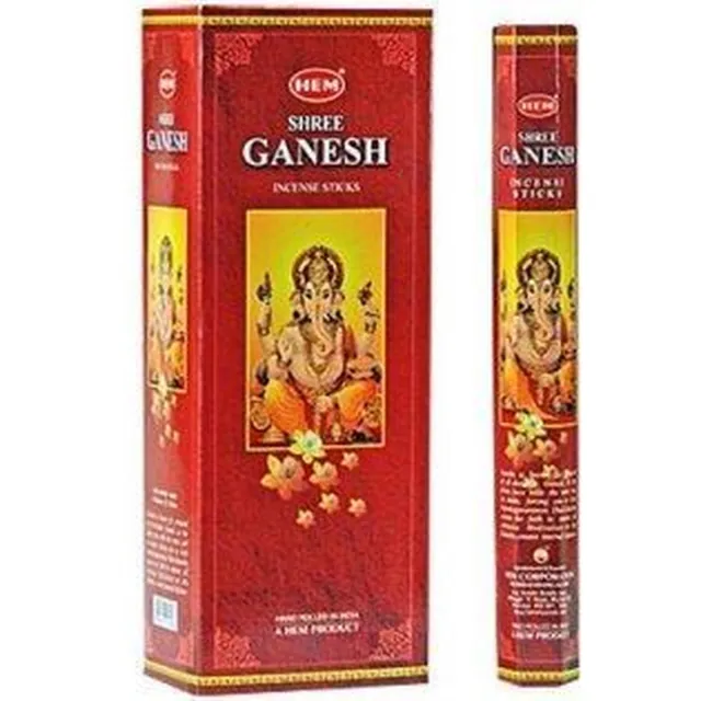 HEM shree ganesha wierook (HEM) los pakje a 20 stokjes rood met geel