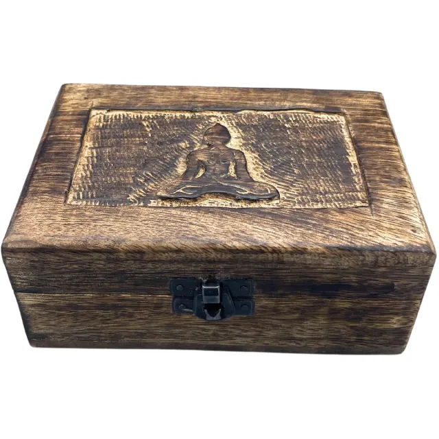 Ancient Wisdom Medium Wooden Keepsake Box 15 cm x10 cm x 6 cm - Boeddha multicolor