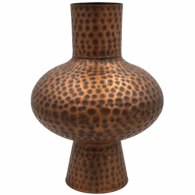 Sense , Metalen Vaas Brons – Gehamerde Decoratieve Vaas – Grote Vaas voor Vensterbank – Modern Landelijk Chic Bruin