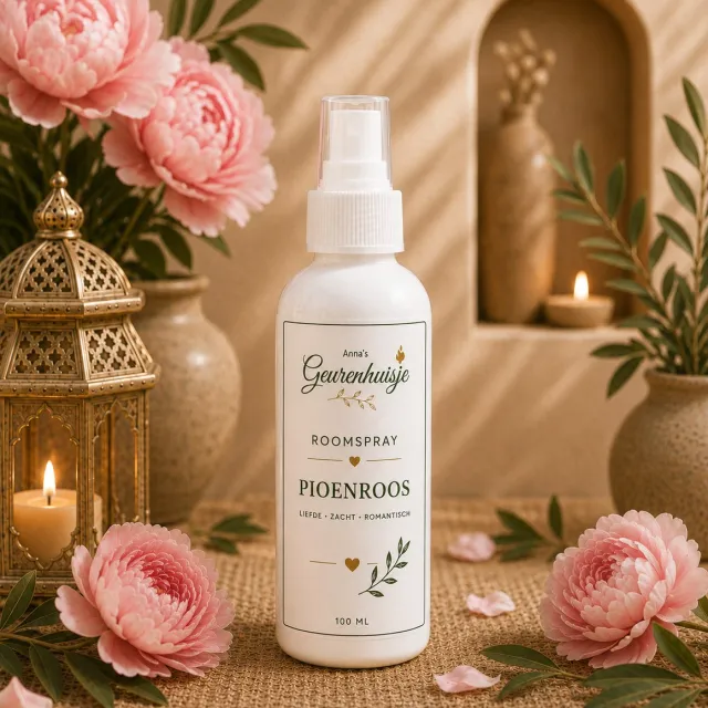 Anna's Geurenhuisje Roomspray - Pioenroos - Handmade - 100 ml - Dierproefvrij - Huisparfum