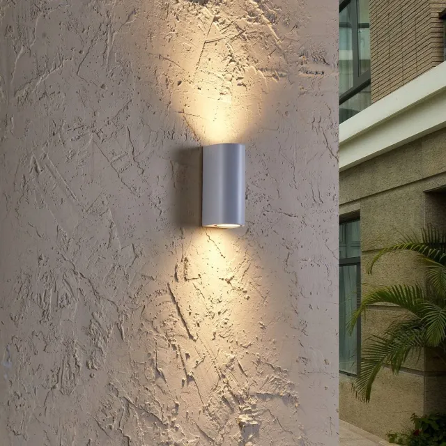 PRIOS Wandlamp buiten - 2lichts - Aluminium, glas - H: 16 cm - GU10 - wit