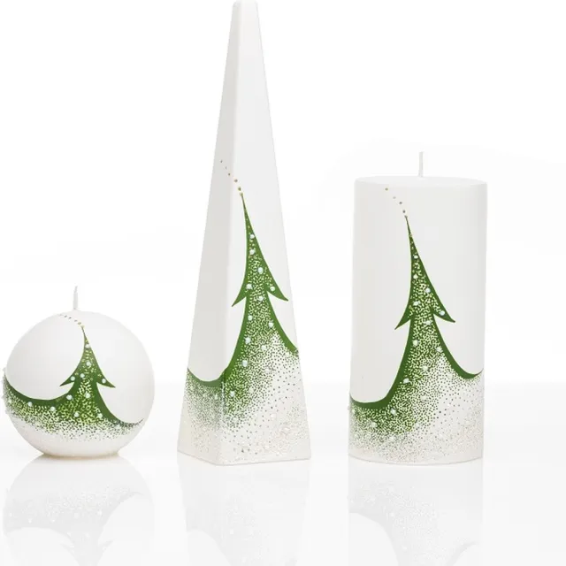 Jakelis Kaarsen - Set - Handgeschilderd - kerstboom - kerst wit/groen