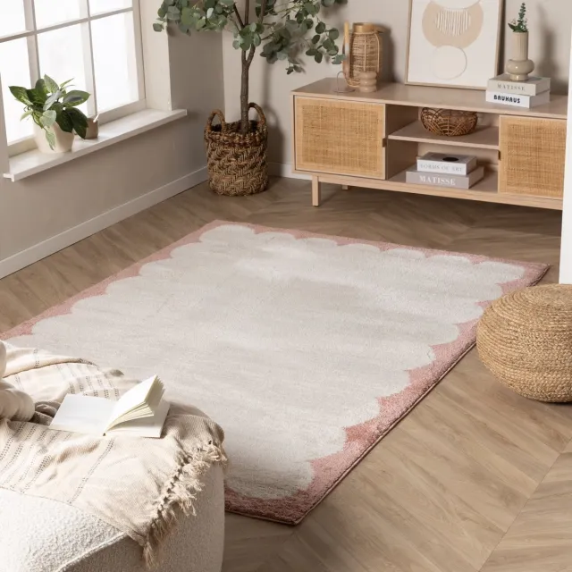 Fraai Wasbaar vloerkleed - Myrre Roze/Wit - 200x290cm