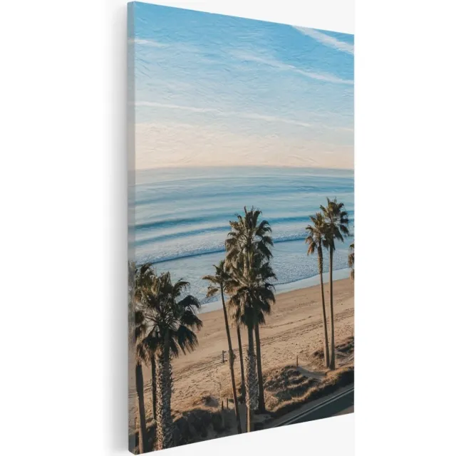 Saammp Canvas Schilderij - Strand met palmbomen - Landschap - Natuur - 40x60 - Foto op canvas - Wanddecoratie - Muurdecoratie Woonkamer - Slaapkamer decoratie - Canvas Print Multicolor