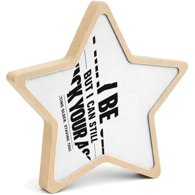 Mr Cadeautjes MDF fotolijst ster 14 x 13,5 - design Minimalistische verjaardagsstatement met zelfspot over energ | cadeau Wit