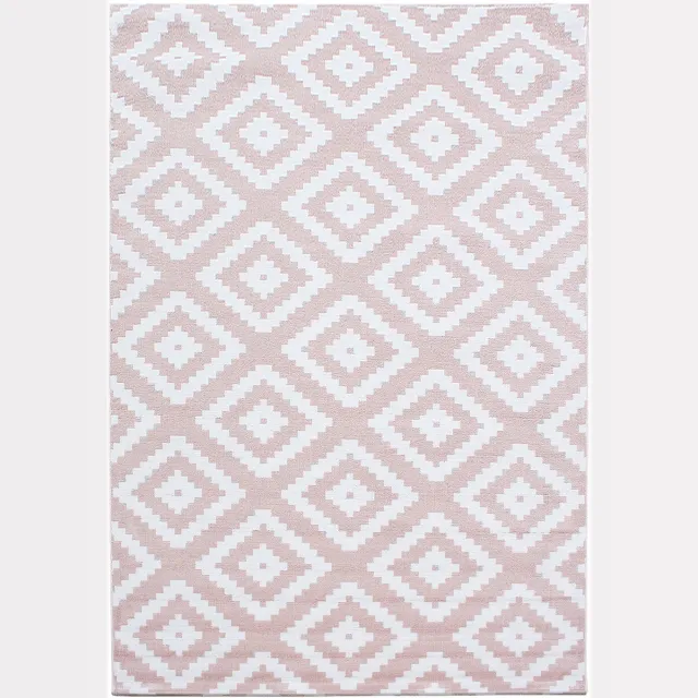 Tapijtenmagazijn Kortpolig vloerkleed, geometrisch patroon, roze, woonkamerkleed, jute achterkant, afmeting: 240 x 340 cm wit/roze