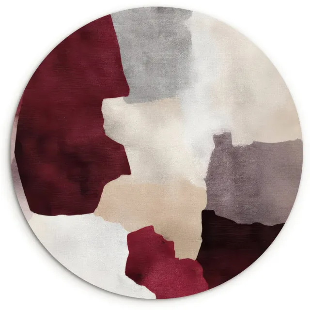 WallCircle Wandcirkel 140x140 cm - Muurcirkel Abstract - Kleurbakken - Rood - Muurdecoratie woonkamer - Wanddecoratie slaapkamer - Kamer decoratie accessoires - Ronde schilderijen Abstract - Kleurvlakken