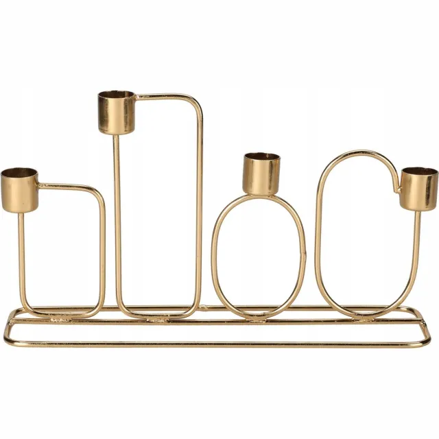 Home & Styling Collection Home Styling Collection metalen kandelaar voor 4 kaarsen - goudkleurig, 27 x 15 cm