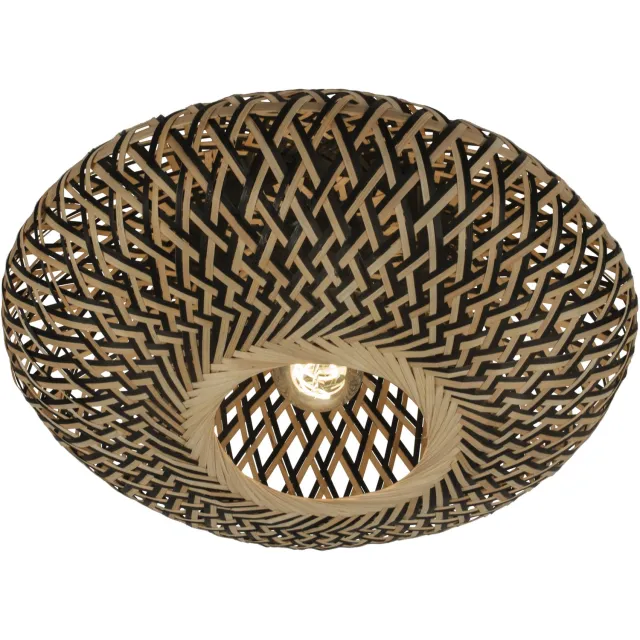 Lumidora Plafondlamp 74749 - Plafonniere - JOAH - E27 - Zwart - Naturel - Rotan - ⌀ 40 cm