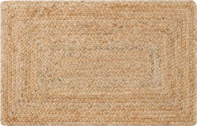 Nosheir Jute Geweven Vloerkleed – 70 x 45 x 0,4 cm – Natuurlijke Kleur – Voor Binnen