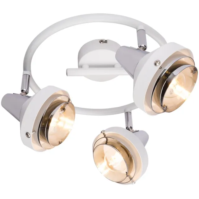 Globo Plafondlamp Woonkamerlamp Eettafellamp chroom verstelbaar, metaal chroom wit, stopcontacten 3x E14, DxH 25x17,5 cm