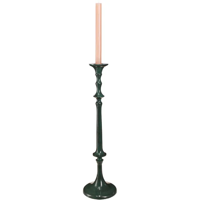 Flor und Decor Hoge kandelaar metaal keramiek look groen H49cm groente