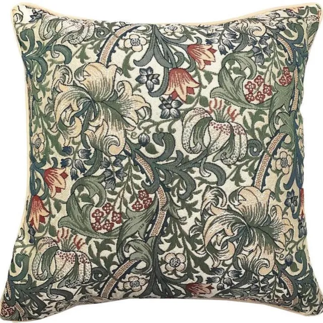 Signare Kussenhoes - Gobelinstof - Golden Lily - Gouden Lelie - Bloemen - Groen - 45 cm - William Morris