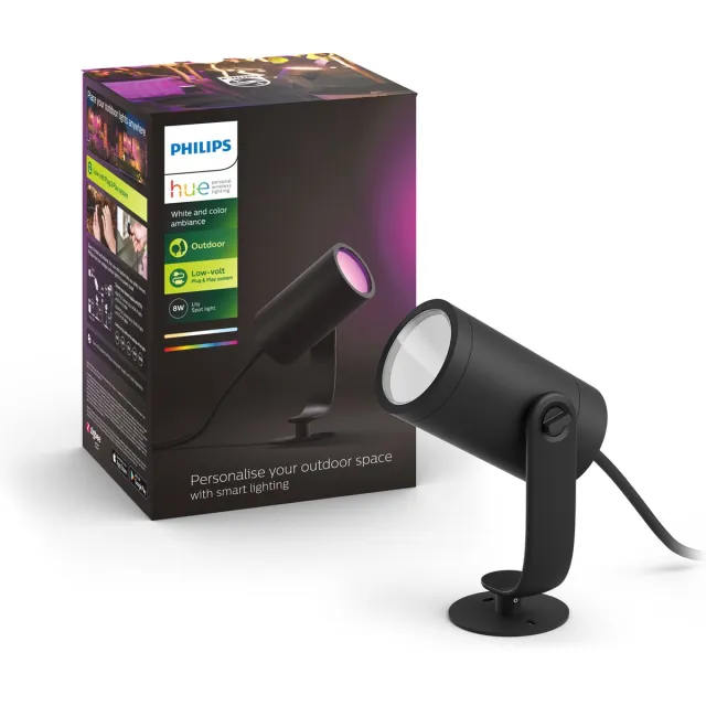 Philips Hue Lily tuinspot - wit en gekleurd licht - 1-spot - zwart - LowVolt - uitbreiding