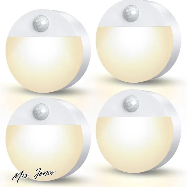 Mrs. Jones Mini-bewegingssensorlicht draadloos led-nachtlampje trap hal badkamer keuken kast (verpakking van 4 stuks warm wit) . multi-color