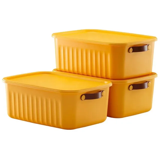 Tobeyz Opbergbox - Opbergdoos - Opbergmand - 10L BPA-vrije Kunststof Opbergbox met Deksel – Nestelbaar en Stapelbaar – Ideaal voor Badkamer, Keuken en Speelgoedopslag – Geel