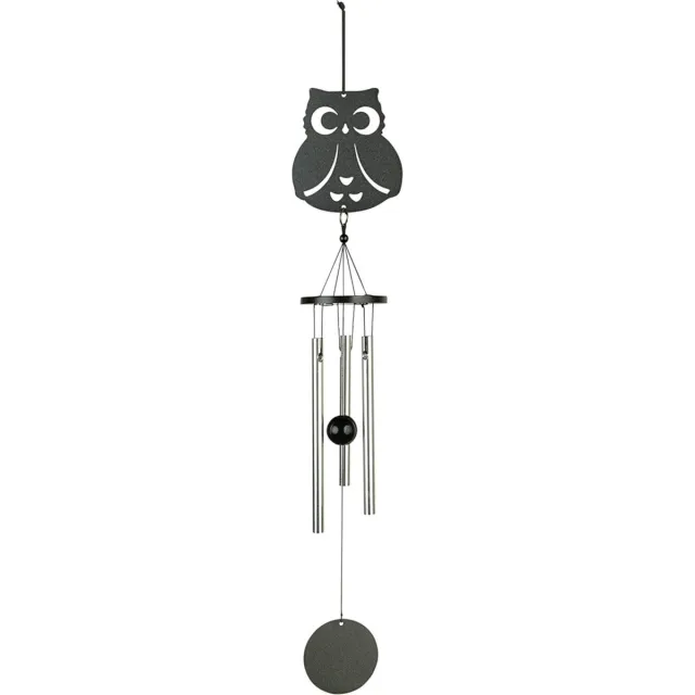 Art Bizniz Windgong - Outdoor - Windmobiel - Windorgel - Uil - 35cm - Staal - Zwart - Zilver