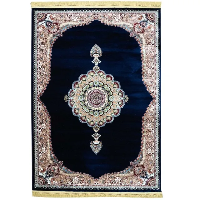 flycarpets Isfahan Klassiek Oosters Medaillon Vloerkleed - Blauw - 300x400 cm