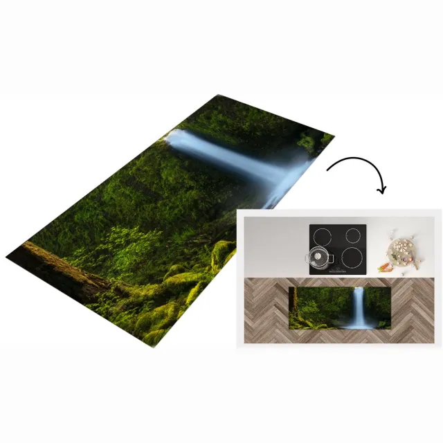 KitchenYeah Keukenloper - Loper keuken - Jungle - Waterval - Natuur - Keukenloper vinyl Multicolor